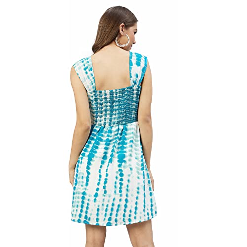Rare Women's Crepe A-Line Above The Knee Dress (EP6233_Blue_Medium) - Image 4