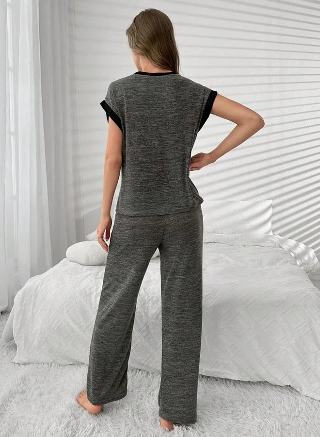 تايك تو Charcoal Knitted Top and Pyjama Set