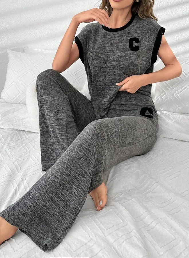 تايك تو Charcoal Knitted Top and Pyjama Set