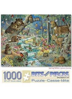 Bits and Pieces 1000 قطعة لغز مكون من 1000 قطعة للبالغين 24" × 30" أطفال الربيع 1000 قطعة حيوانات الغابة نهر جارف لغز بواسطة الفنان رويين مانينغ  - Image 2