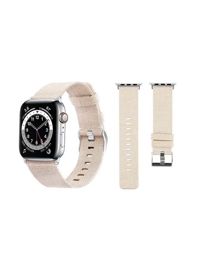 PROMASS Fabric Replacement Band For Apple Watch Series 6/SE/5/4/3/2/1 Beige Cream