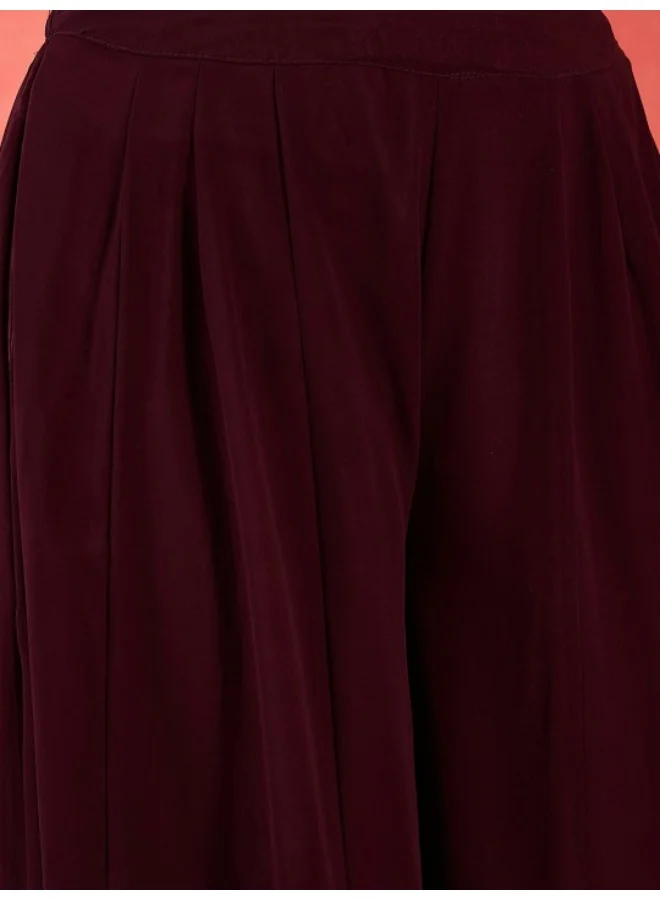 AKS Maroon Sequinned Kurta Skirt Set