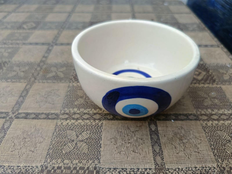 MALAIKAH Ceramic Evil Eye Printed Snack Bowls for Serving Pasta, Noodle, Maggi, Salad Bowl, Mixing Bowl for Snacks, Ideal for Dinnig Table, Set of 4 (200ml) - Image 3