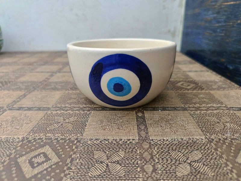 MALAIKAH Ceramic Evil Eye Printed Snack Bowls for Serving Pasta, Noodle, Maggi, Salad Bowl, Mixing Bowl for Snacks, Ideal for Dinnig Table, Set of 4 (200ml) - Image 2