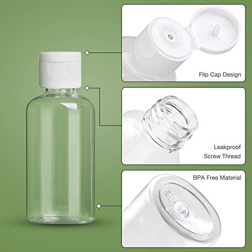 MMonDod 25 Pack 1.7oz/50ml Plastic Empty Bottles Clear Travel Containers Travel Size Bottles with Flip Cap Squeezable Refillable Toiletry (clear) - Image 3