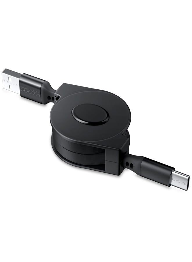 COOYA Retractable USB C Cable, Type C Cable 3.3FT USB C to USB A Fast Charging & Data Syncing Cable,USB Type C Charger Cable Cord for Samsung S10 Plus Note 8 A20 A51, LG Stylo 5 V20 G6, Moto Z Force - Image 1