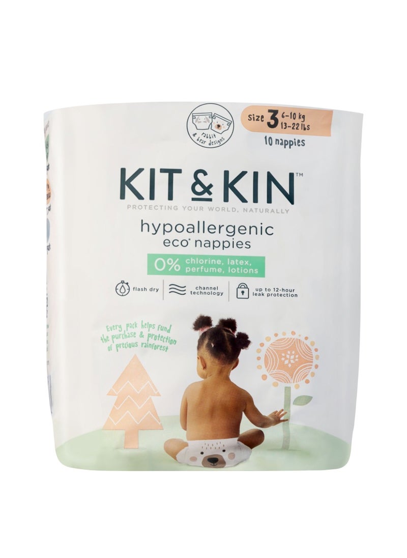Kit & Kin Hypoallergenic Eco Nappies Size 3 10 Diapers  - Image 1