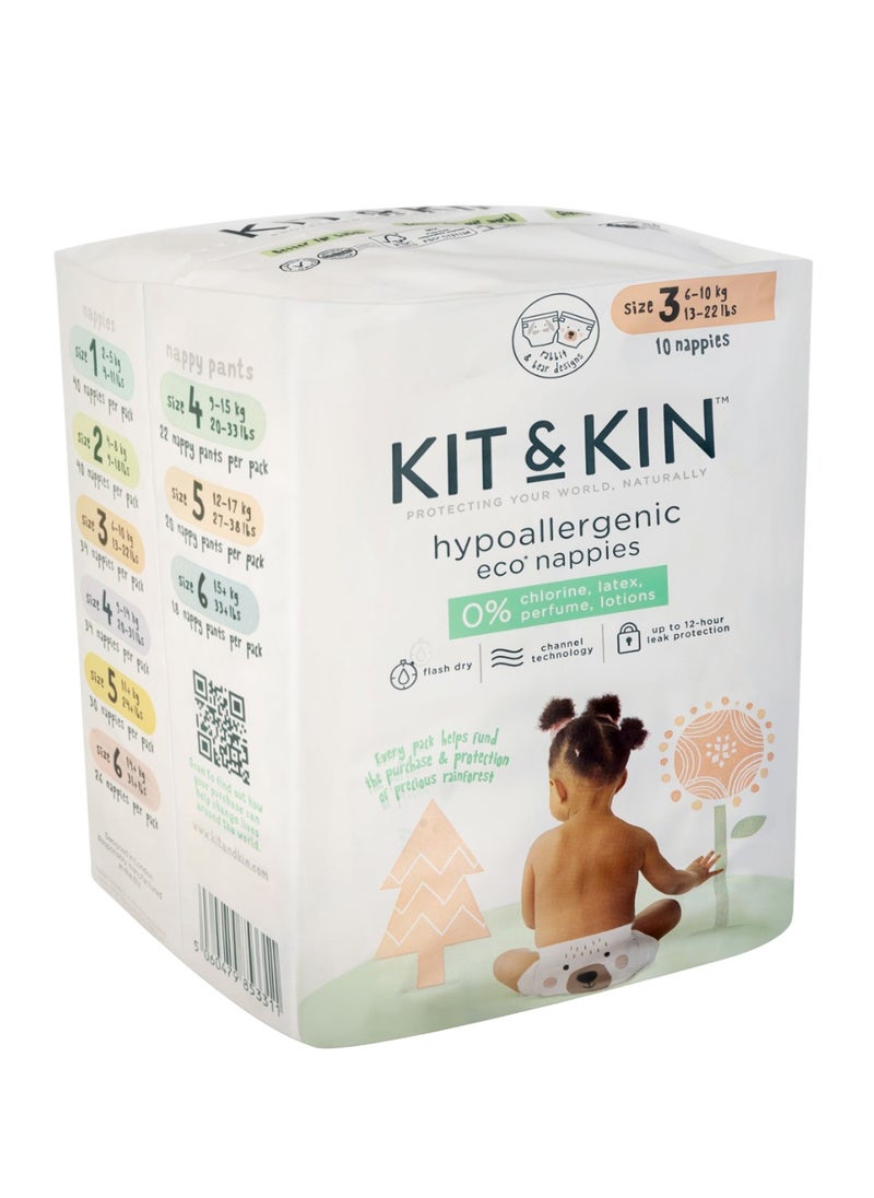 Kit & Kin Hypoallergenic Eco Nappies Size 3 10 Diapers  - Image 3
