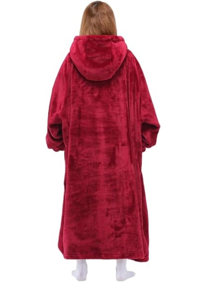 Fashion Group Wearable hoodie blanket, burgundy fur, one size - Image 2