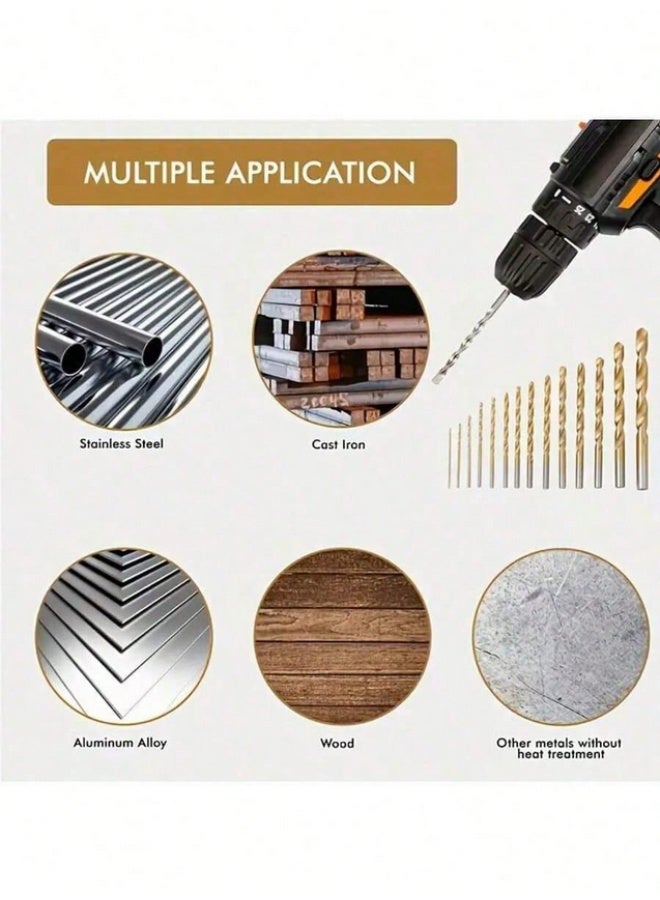 100 small titanium-coated high-speed steel drill bits, suitable for crafts, woodworking, carving, and jewelry making - sizes from 1/25 inch to 1/8 inch, metal cylindrical, twist drill bits for metal, wood, and plastic, simple tools, convenient and practical - Image 2