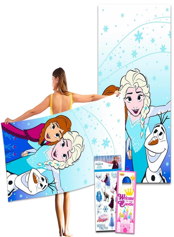 Disney FROZEN Frozen Beach Towel Set - Bundle of 40" x 72" Frozen Beach Towel with Stickers and More | Elsa and Anna Beach Accessories - Image 1