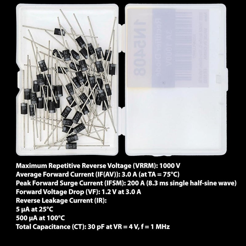 EEEEE 1N5408 Rectifier Diode (50pcs) 3A 1000V 3 AMP 1000 Volt IN5408 5408 Electronic Silicon Diodes - Image 3