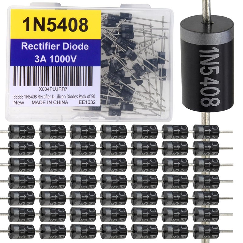 EEEEE 1N5408 Rectifier Diode (50pcs) 3A 1000V 3 AMP 1000 Volt IN5408 5408 Electronic Silicon Diodes - Image 1