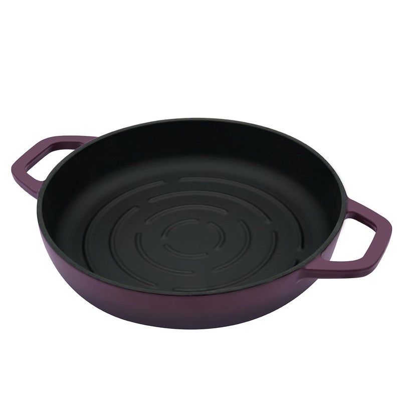 Flavehc Bread Oven Cast Iron Bread Dutch Oven with Cloche Lid for Bread Baking Magenta Enameled Cast Iron Bread Oven with Dome Lid for Sourdough, 9.8 Inches - Image 4