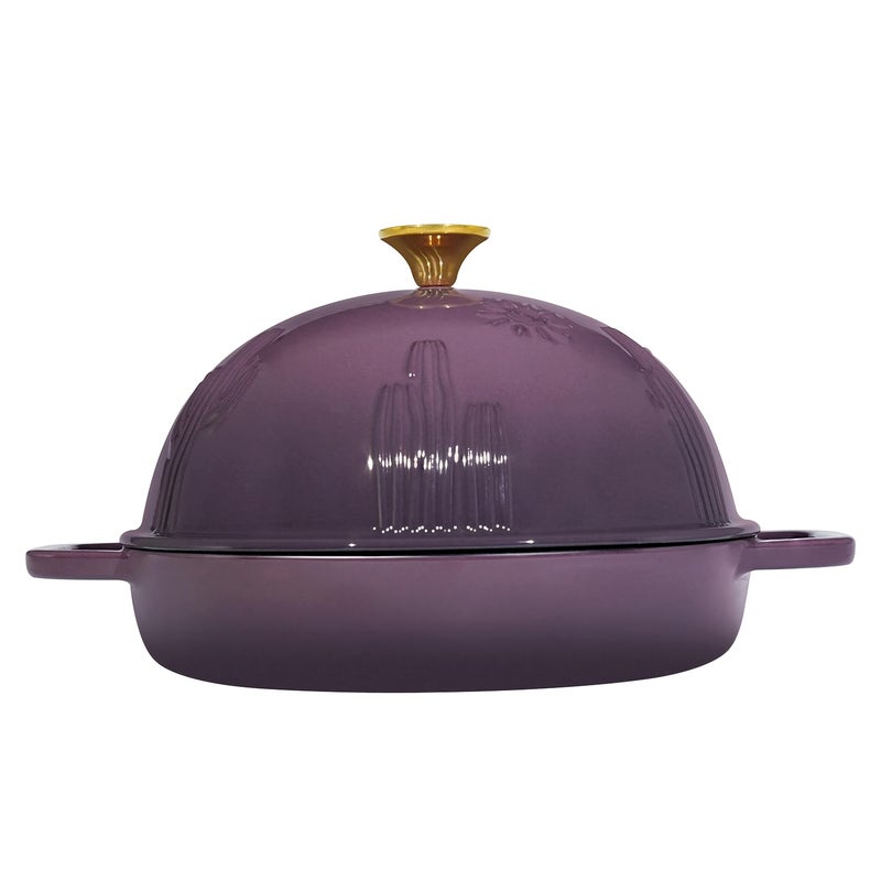 Flavehc Bread Oven Cast Iron Bread Dutch Oven with Cloche Lid for Bread Baking Magenta Enameled Cast Iron Bread Oven with Dome Lid for Sourdough, 9.8 Inches - Image 3
