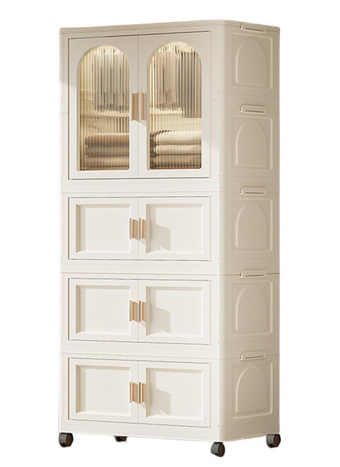 Plastic Cupboard with 4 Tiers for Efficient Storage Wardrobe Clothes Organizer Versatile Plastic Cabinet for Wardrobe Storage Clothes Almirah with Cabinet and Rack for Storage Multi function.