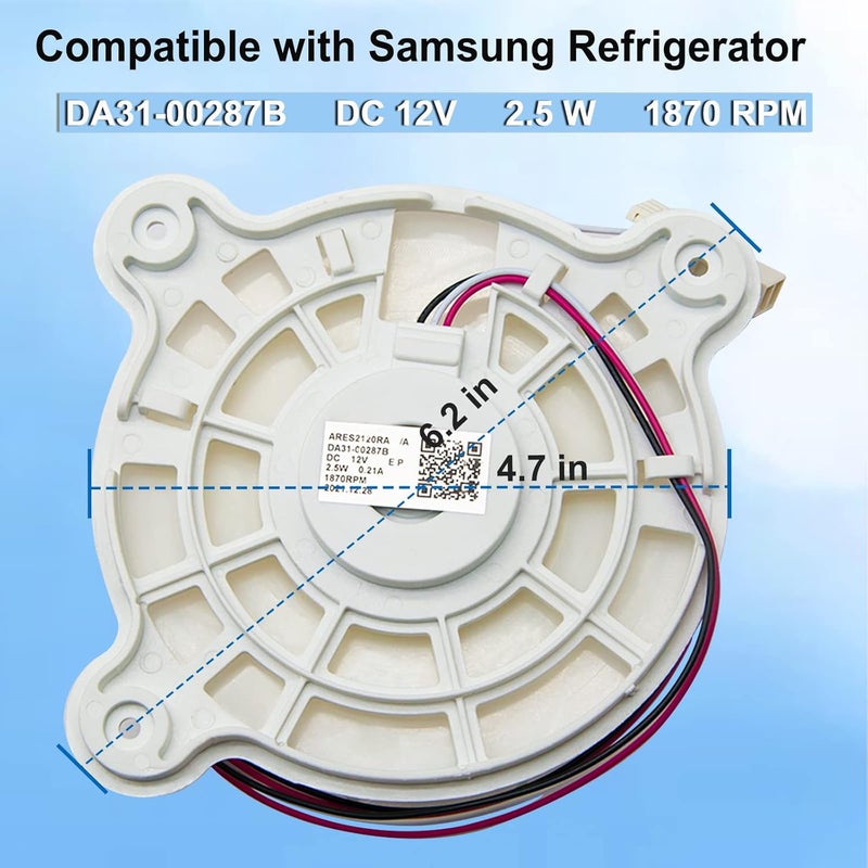 AUGSMIAR DA31-00287B Refrigerator Evaporator Fan Motor for Samsung Refrigerators - Image 3