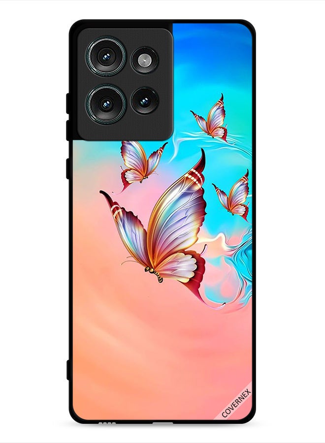 Covernex Motorola Edge 50 Protective Case Cover Butterflies Flying Over Paint Color - Image 1