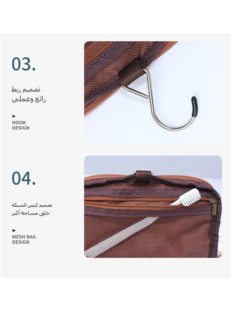حقيبة مستحضرات تجميل للرجال بسعة كبيرة - حقيبة تجميل مقاومة للماء مصنوعة من مادة PU للسفر ورحلات العمل والاستخدام اليومي، منظم محمول لأساسيات العناية الشخصية - Image 3