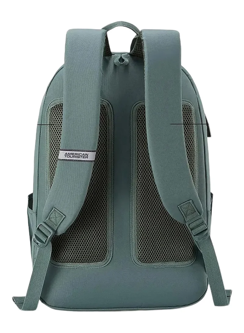 American Tourister Green Riley Laptop Backpack, 28L Capacity, 100% Polyester, Green|Fits 15.6" Laptop|Double Zipper Pocket Opening|Front Storage Compartments|Antimicrobial Treated Lining|Bottle Holder - 1 Year International Warranty  | Best Price UAE