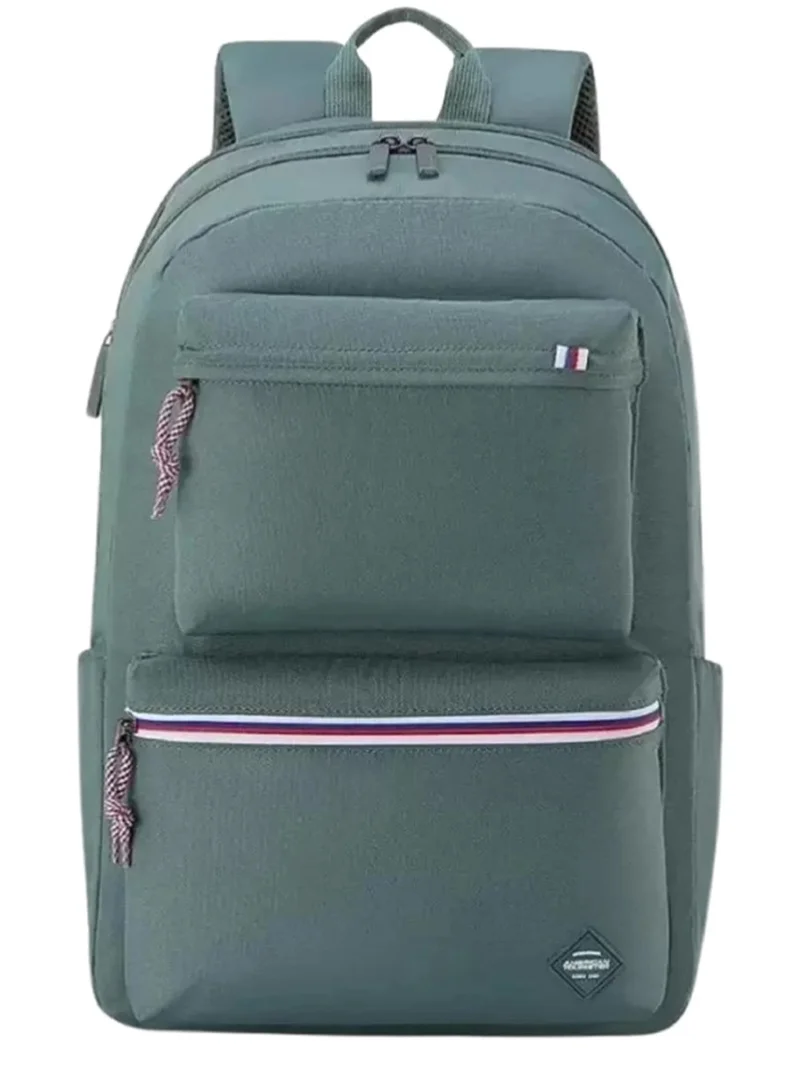 American Tourister Green Riley Laptop Backpack, 28L Capacity, 100% Polyester, Green|Fits 15.6" Laptop|Double Zipper Pocket Opening|Front Storage Compartments|Antimicrobial Treated Lining|Bottle Holder - 1 Year International Warranty  | Best Price UAE
