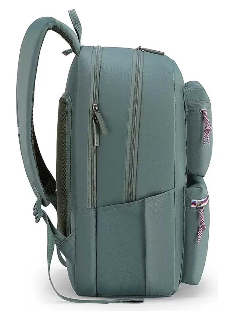 American Tourister Green Riley Laptop Backpack, 28L Capacity, 100% Polyester, Green|Fits 15.6" Laptop|Double Zipper Pocket Opening|Front Storage Compartments|Antimicrobial Treated Lining|Bottle Holder - 1 Year International Warranty  | Best Price UAE