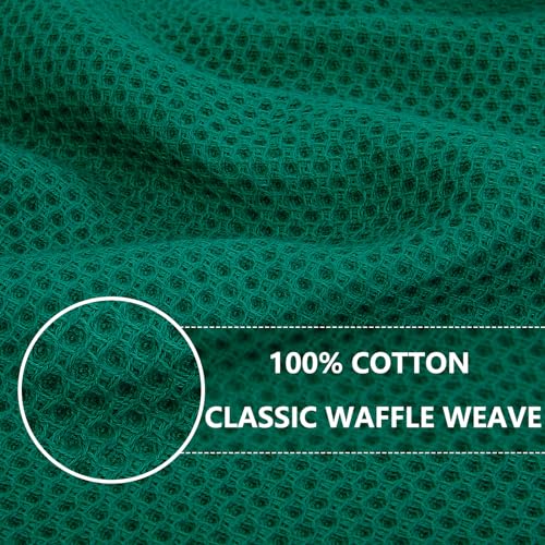 Homaxy 100 Cotton Waffle Weave Kitchen Dish Towels Ultra Soft Absorbent Quick Drying Cleaning Towel 13 x 28 Inches 4Pack Dark Green - Image 3