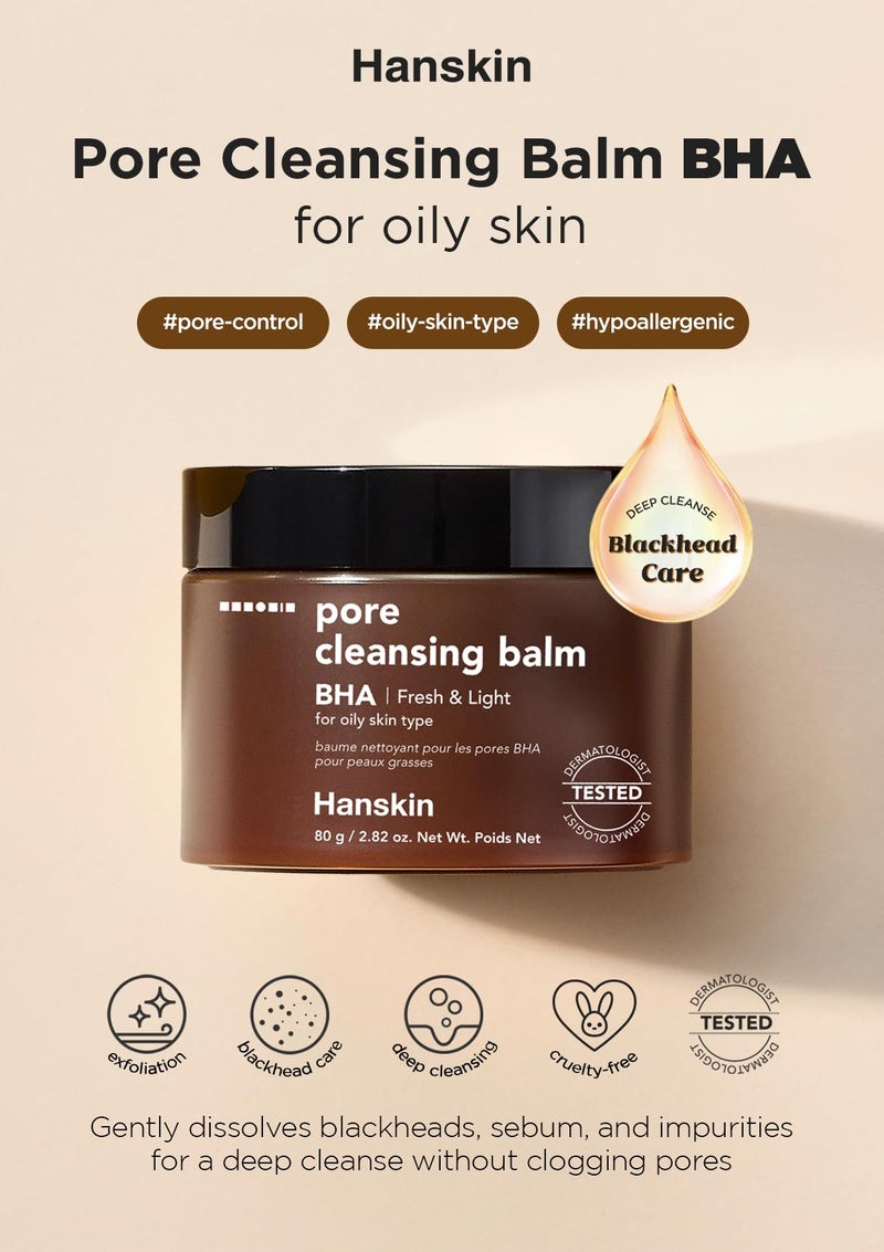 Hanskin BHA Pore Cleansing Balm â€“ Korean Melting Balm Cleanser, Gentle Makeup Remover for Oily & Combination Skin | Solid-to-Oil Cleanser with BHA & Nourishing Oils | K-Beauty | 2.82 oz - Image 2