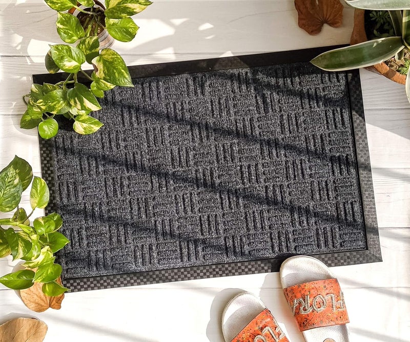 PIXEL HOME Coconut Coir Mat for Your Door Step - Welcome Mat (Pack of 2) - Grey - Image 1