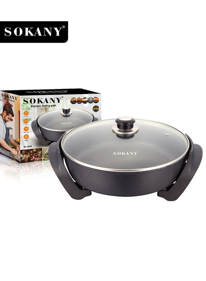 sokany Electric Hot Pot,Aluminum Electric Frying Pan, Round Nonstick Electric Skillet with Lid,Adjustable Temperature Control, Cool Touch Handles, Quick Even Heating, Scratch Resistant,1500W,SK-2004 - Image 1