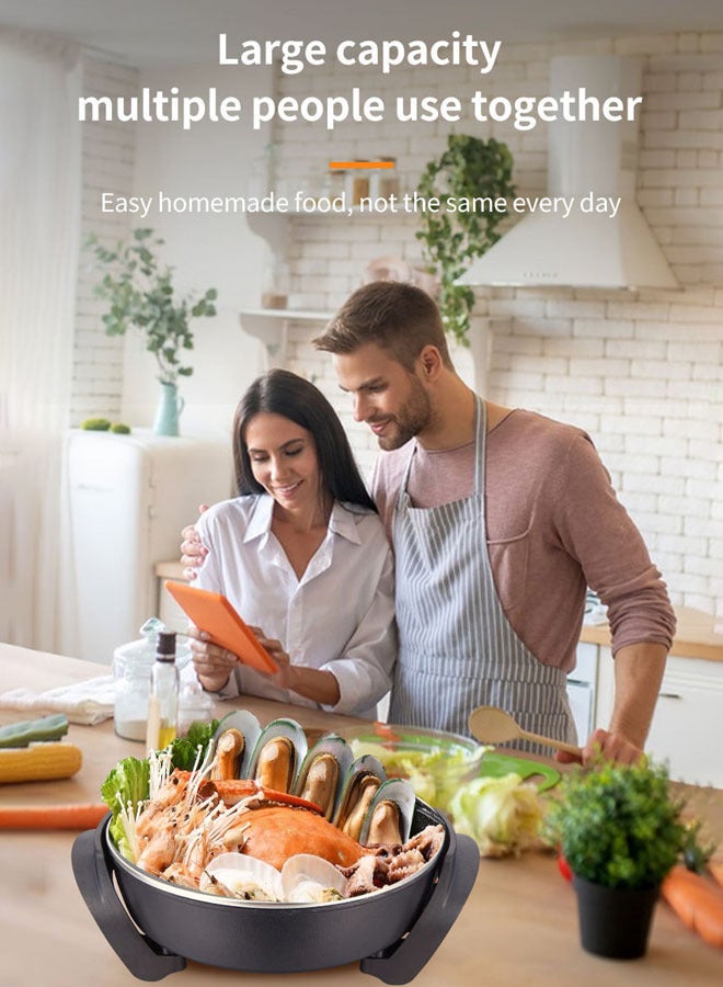 sokany Electric Hot Pot,Aluminum Electric Frying Pan, Round Nonstick Electric Skillet with Lid,Adjustable Temperature Control, Cool Touch Handles, Quick Even Heating, Scratch Resistant,1500W,SK-2004 - Image 2