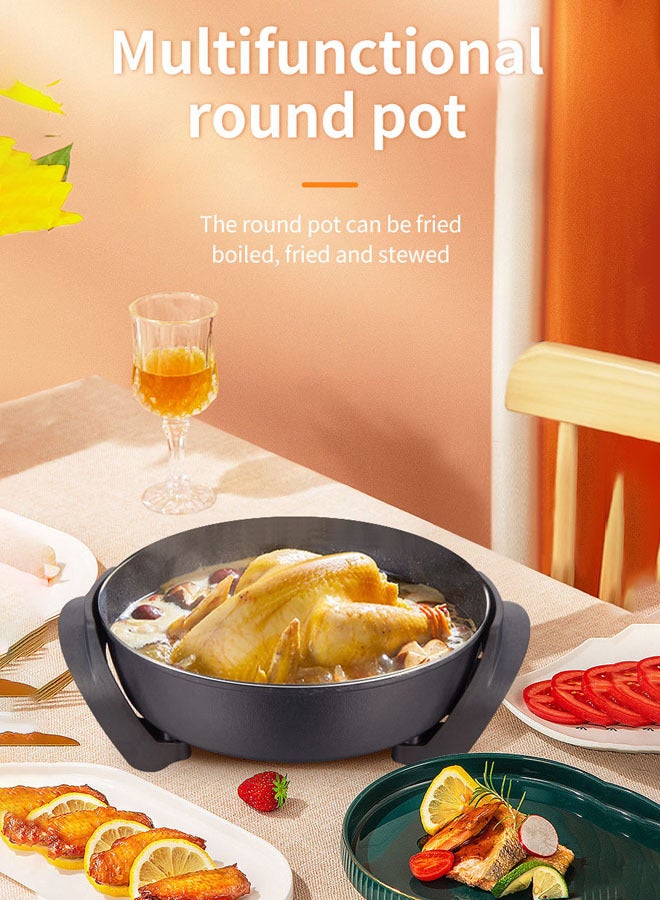 sokany Electric Hot Pot,Aluminum Electric Frying Pan, Round Nonstick Electric Skillet with Lid,Adjustable Temperature Control, Cool Touch Handles, Quick Even Heating, Scratch Resistant,1500W,SK-2004 - Image 3