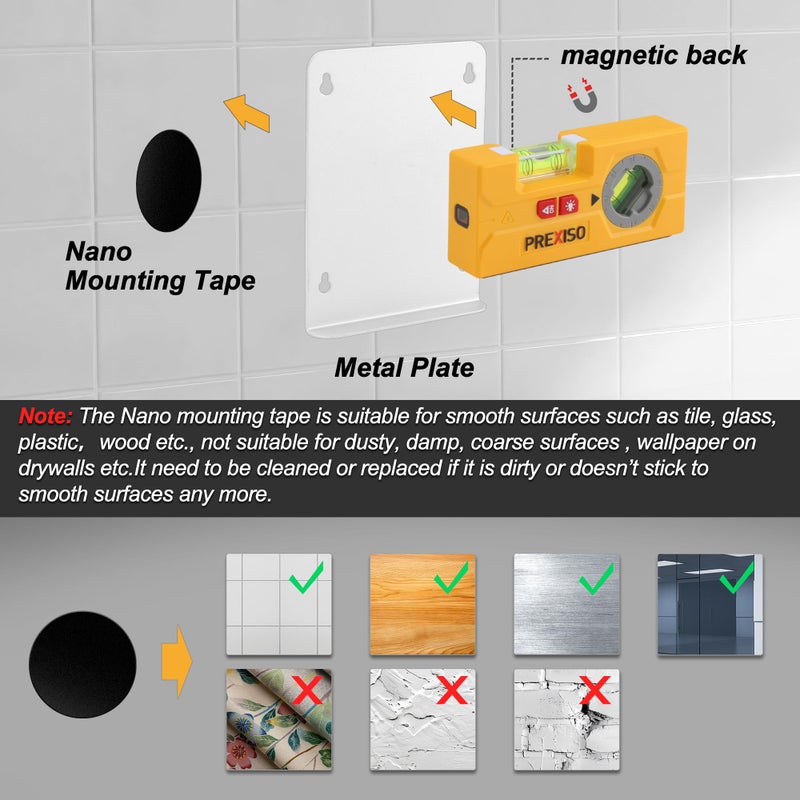 PREXISO 2-in-1 Line Laser Level - Mini Torpedo Level with Light, 3-3/4 inch Rotatable Magnetic Pocket Level & 30Ft Laser Line Leveler Tool for Hanging Picture, Wall Marking Painting, Home Renovation - Image 5