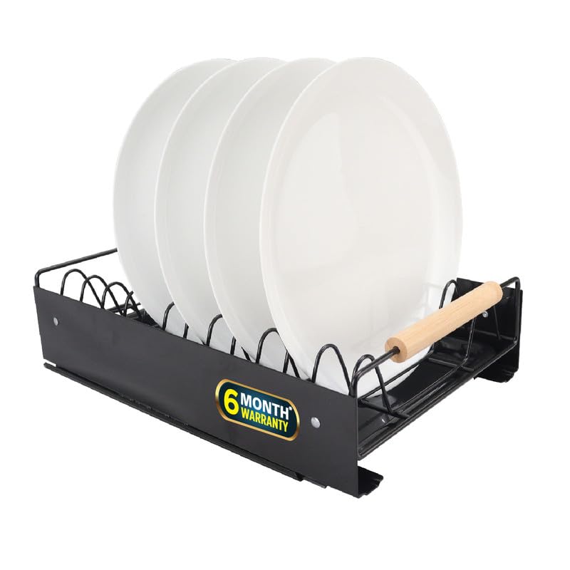 IBELL Dish Drying Rack Sliding Bartan StandDrainer ShelfKitchen OrganizerCounter for Utensils Storage IBLDR 8921SLIDE Black - Image 1