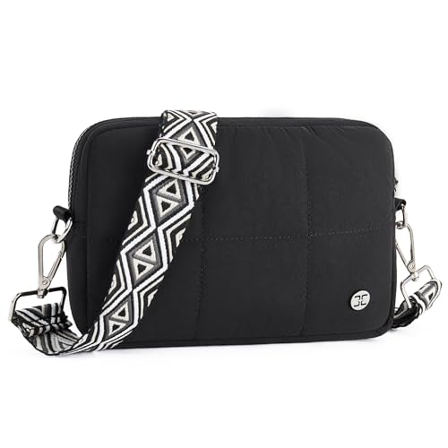 Telena Crossbody Bags for Women Crossbody Purse with Guitar Strap Lightweight Puffer Shoulder Bag for Travel Black - Image 1
