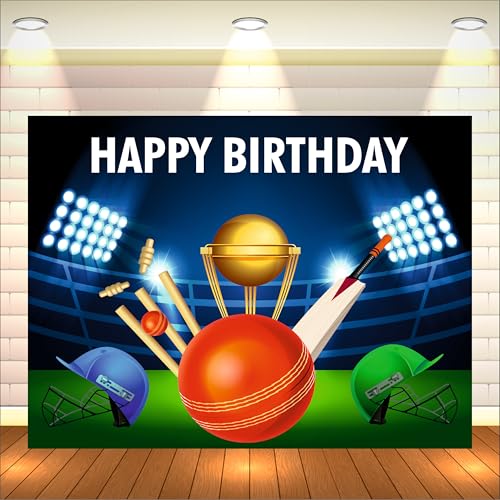 Party Baazaar Cricket Birthday Backdrop for Boys | Cricket Theme Birthday Decoration | Sports Theme Photo Backdrop for Kids (Pack of 1, Size: 5x4 Feet) - Image 1