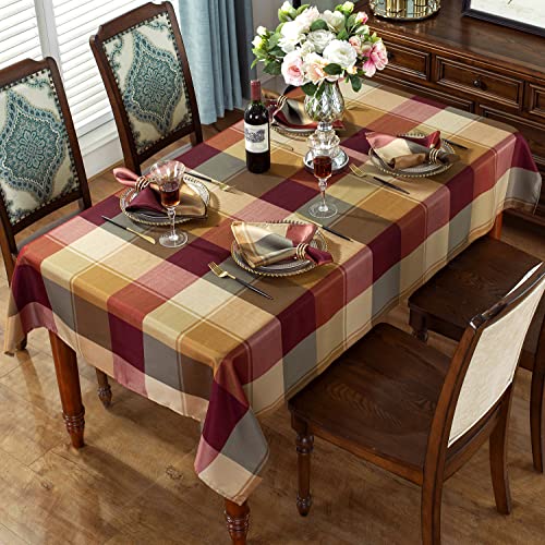 SASTYBALE Rectangle Tablecloth 52 x 70 Inch Checkered Table Cloths Spillproof Anti-Shrink Soft and Wrinkle Resistant Decorative Fabric Table Cover for Kitchen Dinning Tabletop Outdoor(Rectangle/Oblong,Red) - Image 2