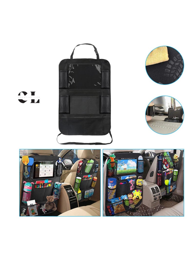 CREATIVE LIFE Pair Of Waterproof Backseat Car Organizer Kick Mats Back Seat Protector with Touch Screen Tablet Holder and Multiple Storage Pockets, Car Back Seat Organizer for Kids  - Image 2