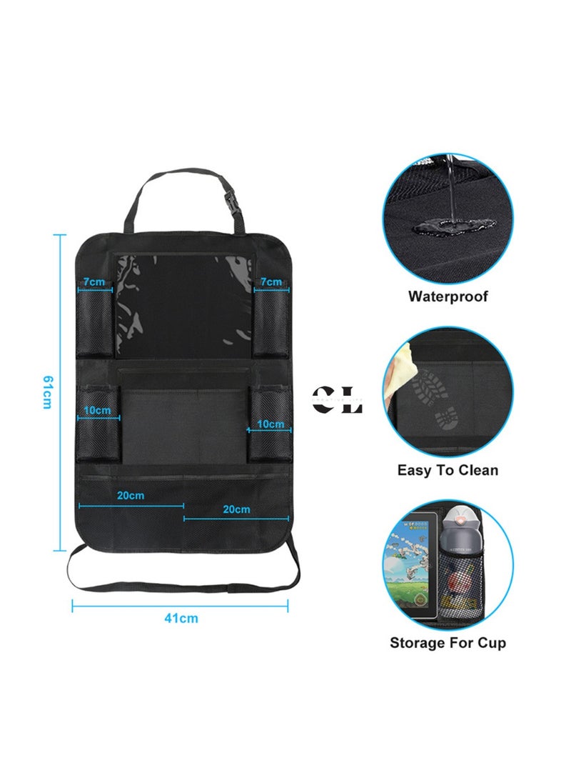 CREATIVE LIFE Pair Of Waterproof Backseat Car Organizer Kick Mats Back Seat Protector with Touch Screen Tablet Holder and Multiple Storage Pockets, Car Back Seat Organizer for Kids  - Image 3