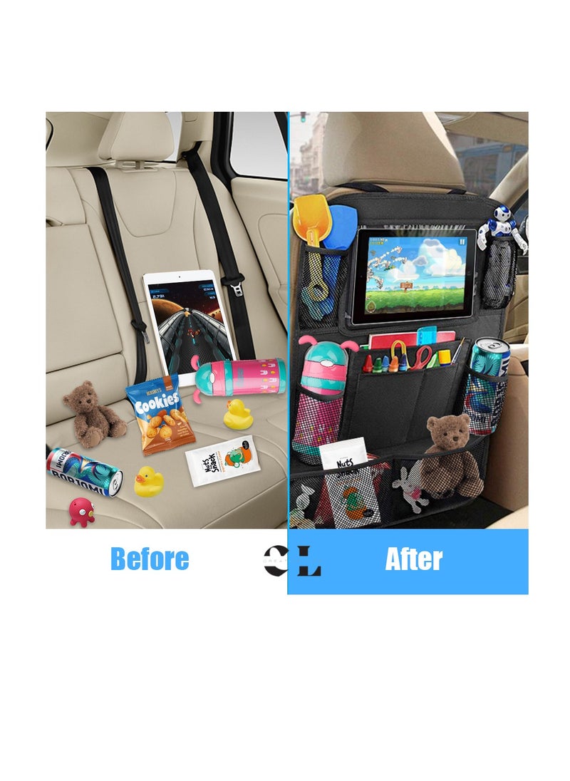 CREATIVE LIFE Pair Of Waterproof Backseat Car Organizer Kick Mats Back Seat Protector with Touch Screen Tablet Holder and Multiple Storage Pockets, Car Back Seat Organizer for Kids  - Image 5