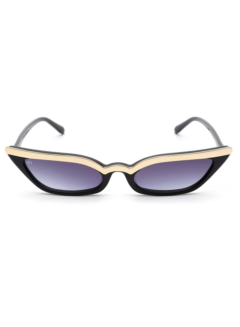 SOL.K Cat-Eye-K Sol.K Sunglasses - Smoked Gradient Blue CR-39 Lenses with Black Acetate Frame, Gold Stainless Steel Detail, Cat-Eye Shape, UV400 Protection - Image 1