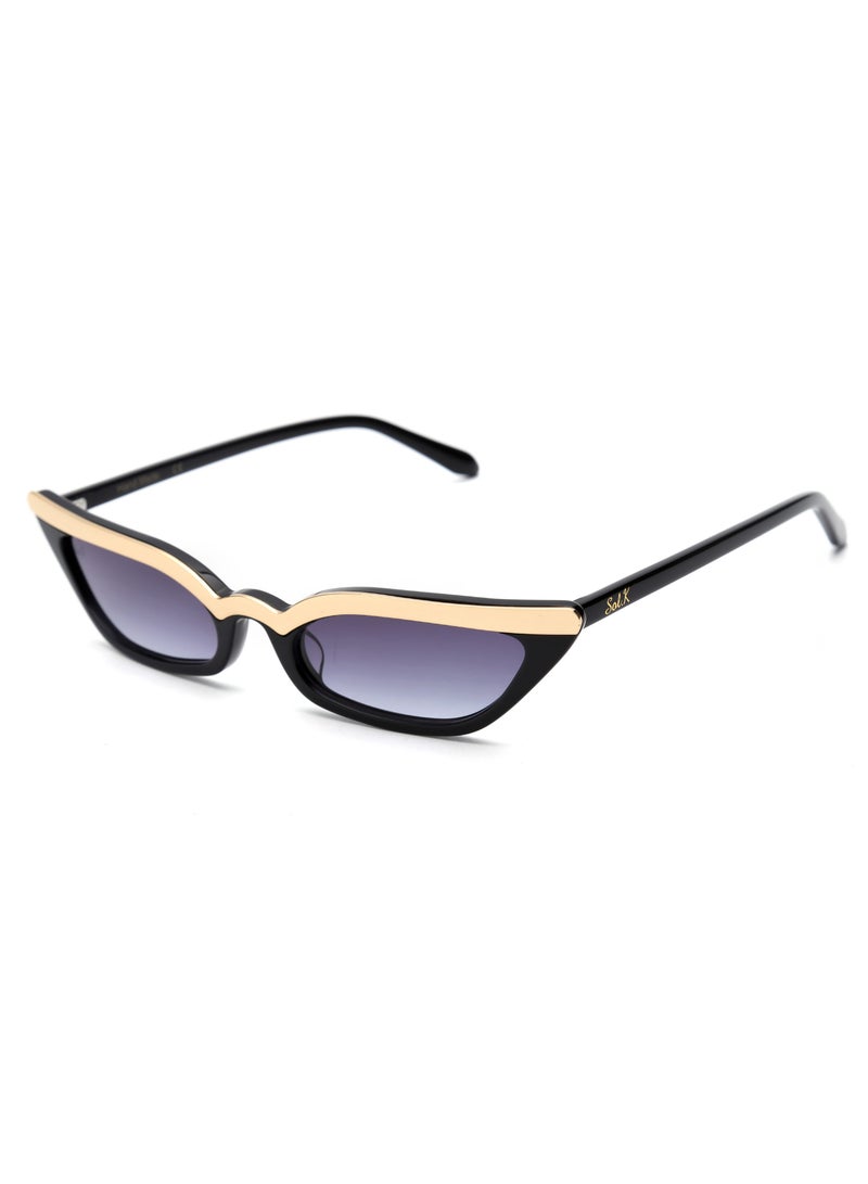 SOL.K Cat-Eye-K Sol.K Sunglasses - Smoked Gradient Blue CR-39 Lenses with Black Acetate Frame, Gold Stainless Steel Detail, Cat-Eye Shape, UV400 Protection - Image 2