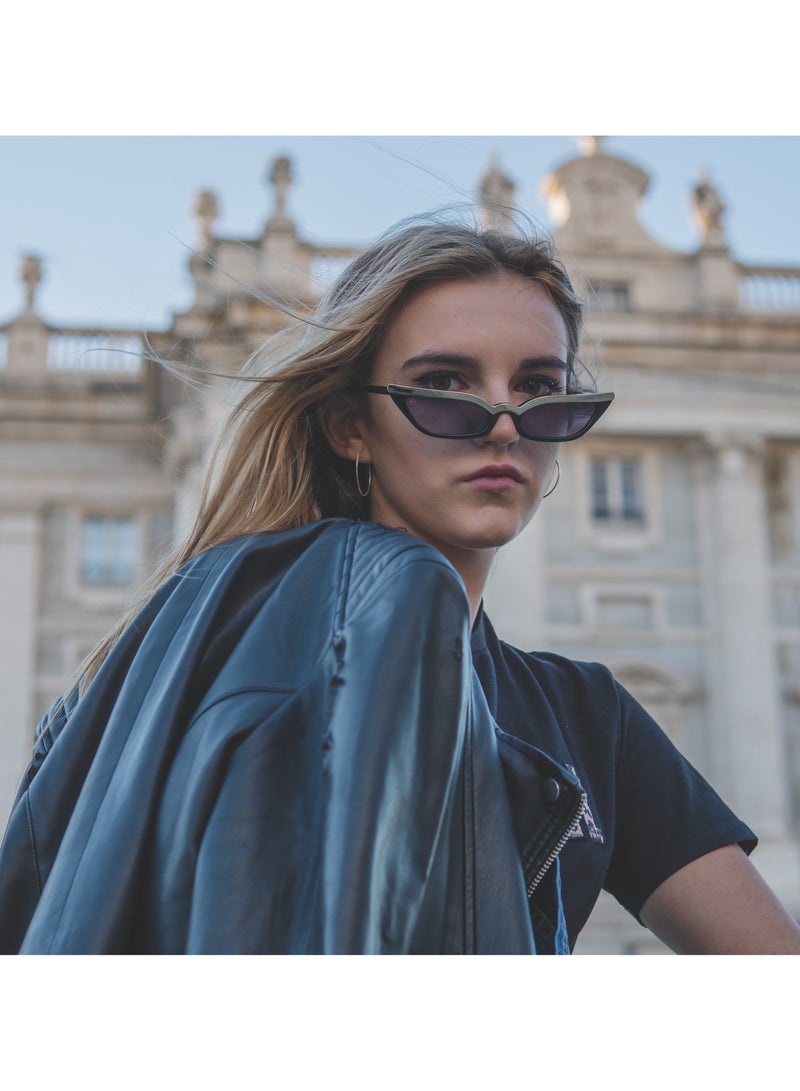 SOL.K Cat-Eye-K Sol.K Sunglasses - Smoked Gradient Blue CR-39 Lenses with Black Acetate Frame, Gold Stainless Steel Detail, Cat-Eye Shape, UV400 Protection - Image 5