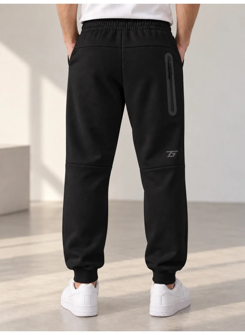 T G T THE GOOD THINGS Men's Tech Fleece Jogger Sweatpants – Ribbed Cuff with Zip Pocket