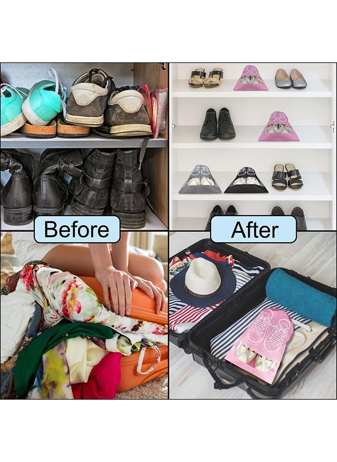 ليمون 20 قطعة من حقائب الأحذية للسفر مع حبل وحقيبة كبيرة لتنظيم الأحذية للرجال والنساء، حقائب شفافة برباط، أسود ورمادي - Image 4
