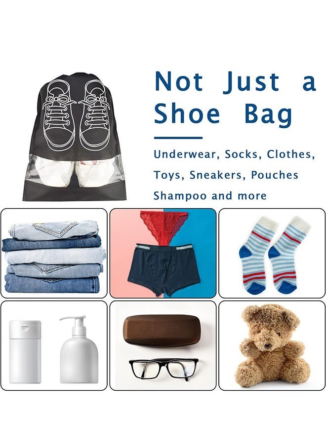 ليمون 20 قطعة من حقائب الأحذية للسفر مع حبل وحقيبة كبيرة لتنظيم الأحذية للرجال والنساء، حقائب شفافة برباط، أسود ورمادي - Image 5