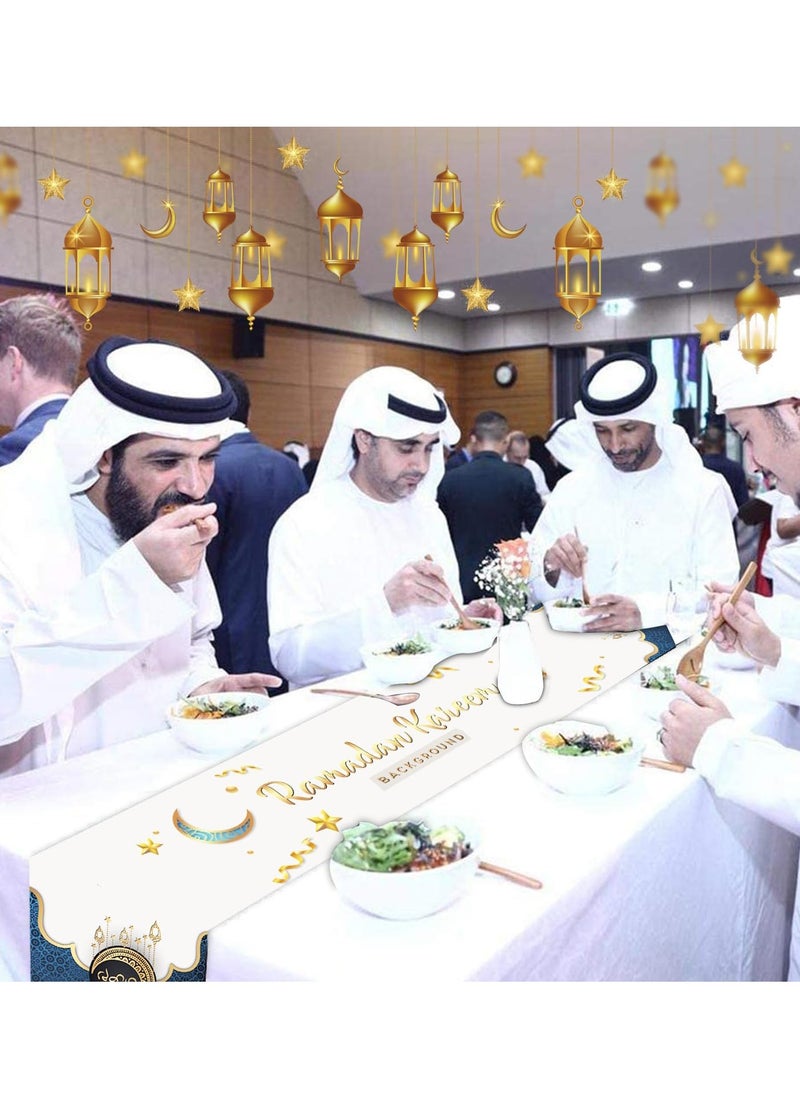 يواوليتي - مفرش طاولة رمضان ، أغطية وسائد رمضان ، ديكورات رمضان ، ديكورات طاولة رمضان ، بما في ذلك مفرش طاولة رمضان وأغطية وسائد زخرفية 4 قطع - Image 1