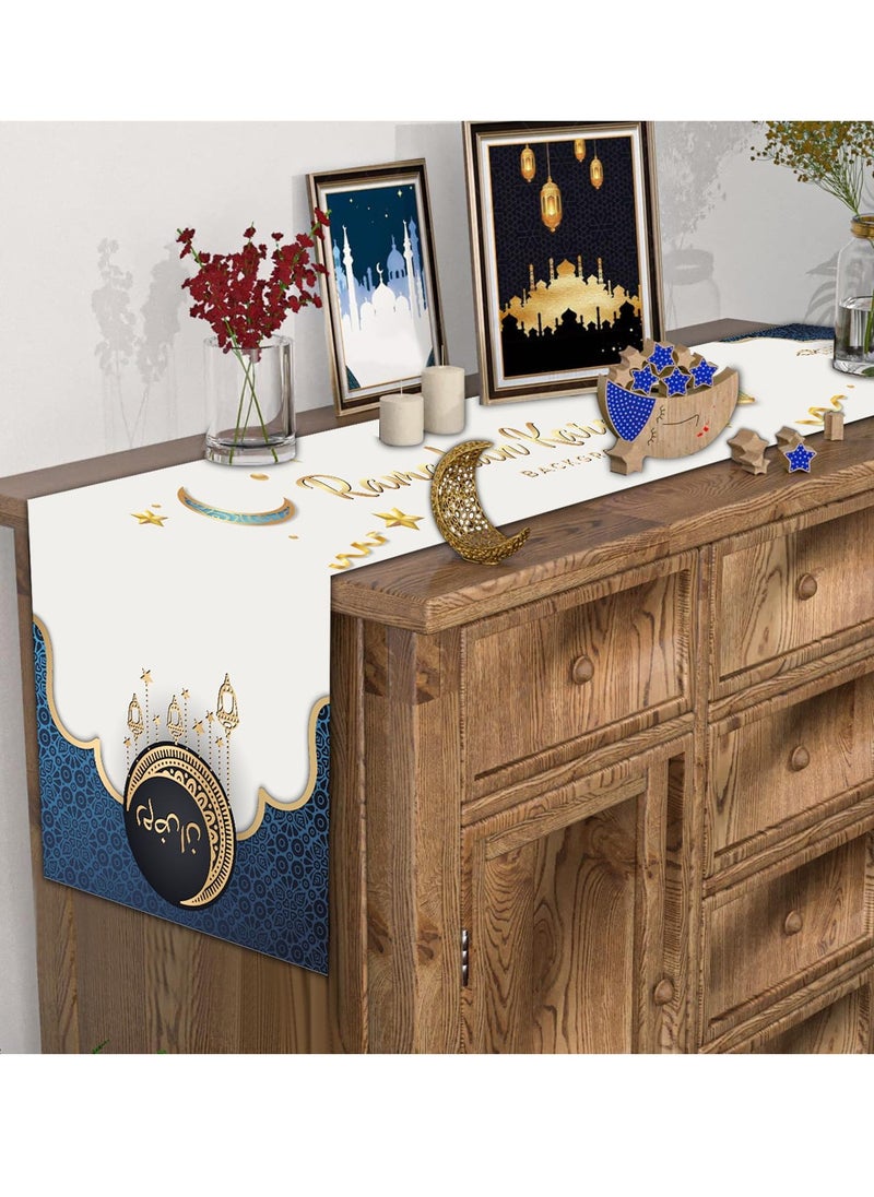 يواوليتي - مفرش طاولة رمضان ، أغطية وسائد رمضان ، ديكورات رمضان ، ديكورات طاولة رمضان ، بما في ذلك مفرش طاولة رمضان وأغطية وسائد زخرفية 4 قطع - Image 1