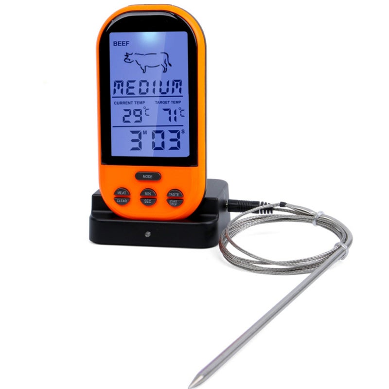 Food Thermometer: Wireless Transmission Up To 30 Meters, Large LCD Digital Display With Backlight, - Preset & Actual Temperature Display For Home Kitchen Cooking - Image 2