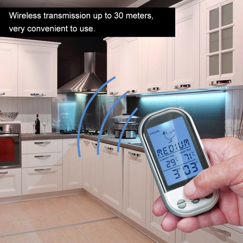 Food Thermometer: Wireless Transmission Up To 30 Meters, Large LCD Digital Display With Backlight, - Preset & Actual Temperature Display For Home Kitchen Cooking - Image 4